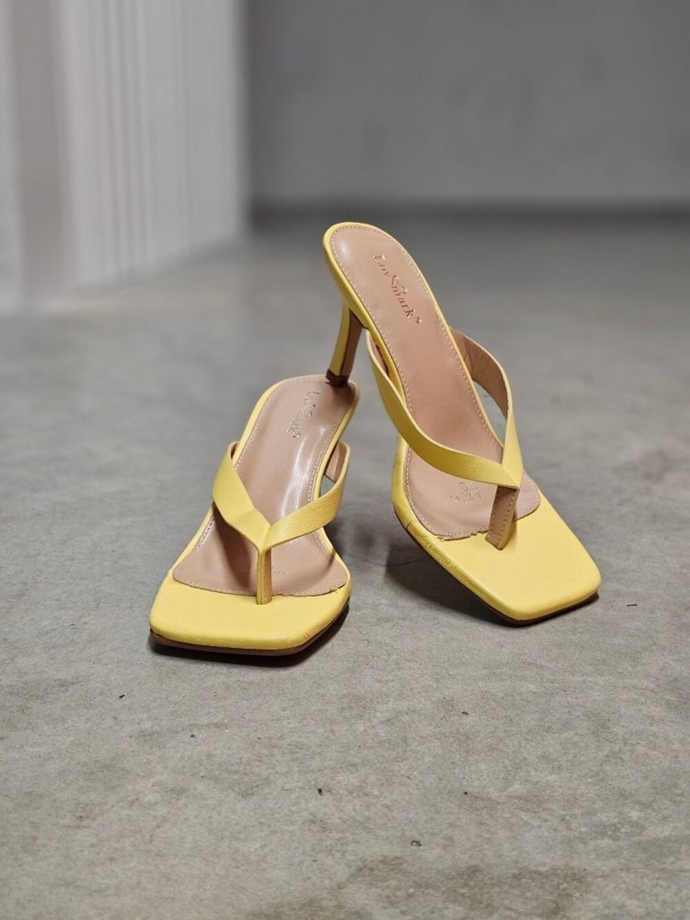 Yellow Square-Toe High-Heel Sandals With Strap Design For Women - Picture 8 of 14